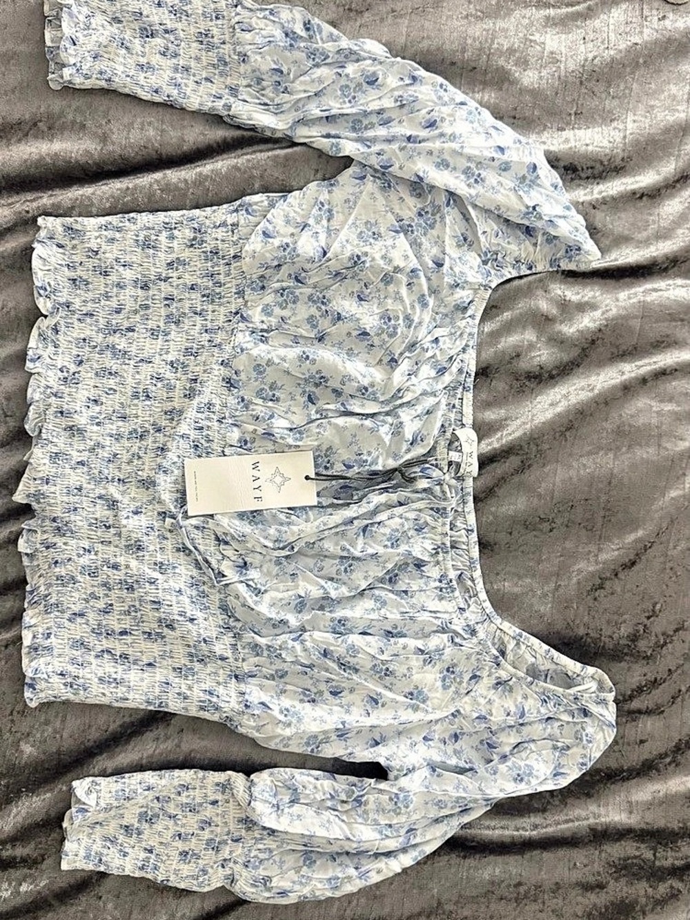 WAYF Blue & White Floral top